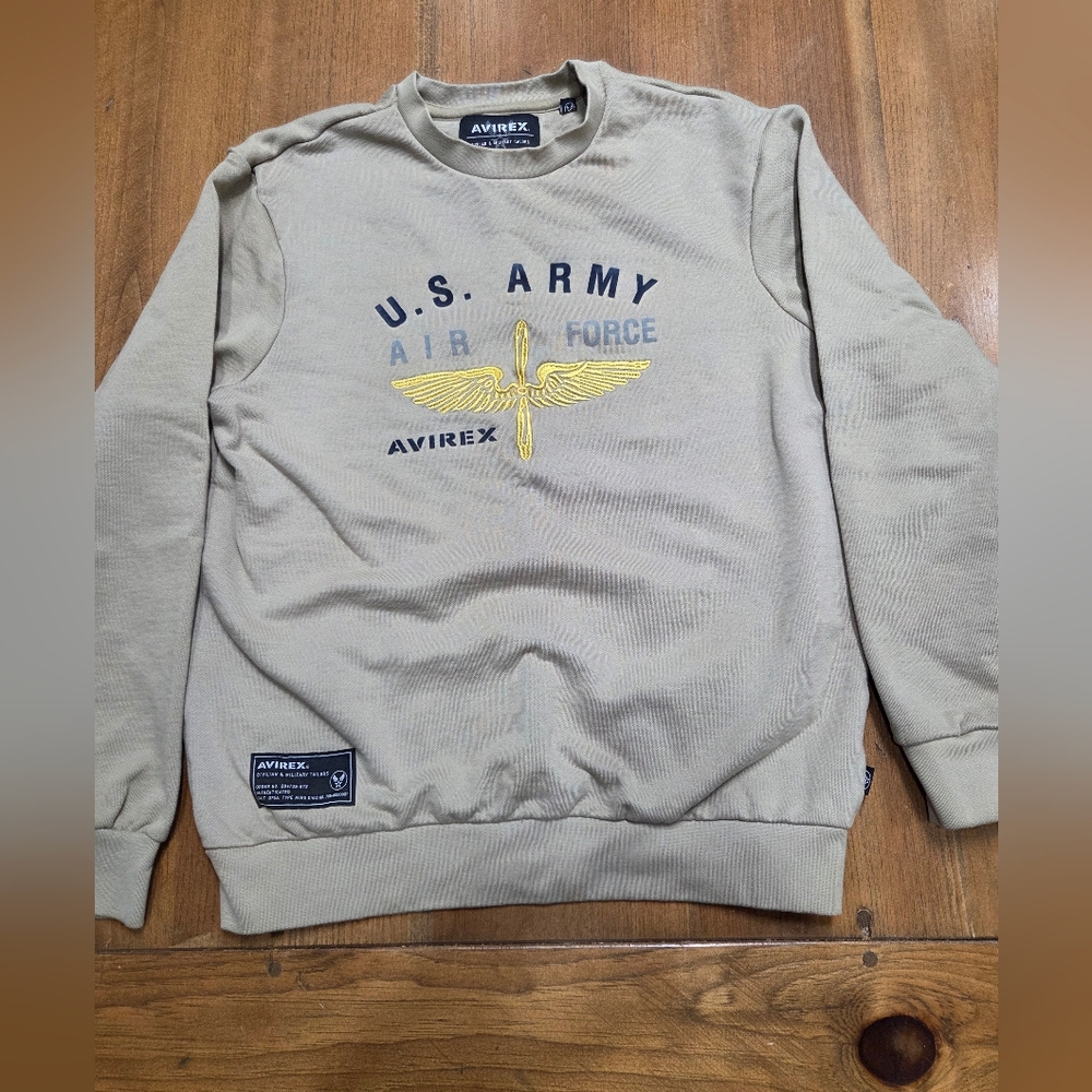 Avirex Men's Tan Sweater with Gold Emblem